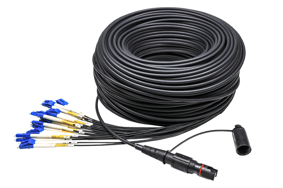 12F Fiber Optic OptiTap MPO to LC UPC Simplex Precon Cable Assembly