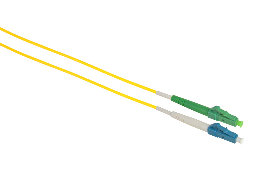 Customized Length 3.0mm LC/APC - LC/UPC Singlemode Simplex Fiber Optical Patch Cable, 9/125μm, Yellow LSZH Jacket
