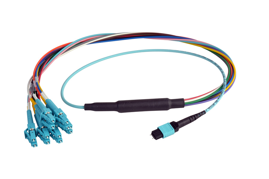 12F MTP Pinned -LC Multimode OM3 Fiber Optic Harness Cable
