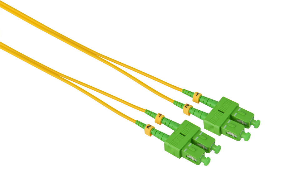 Customized Length 3.0mm SC/APC - SC/APC Singlemode Duplex Fiber Optical Patch Cable, 9/125μm, Yellow LSZH Jacket
