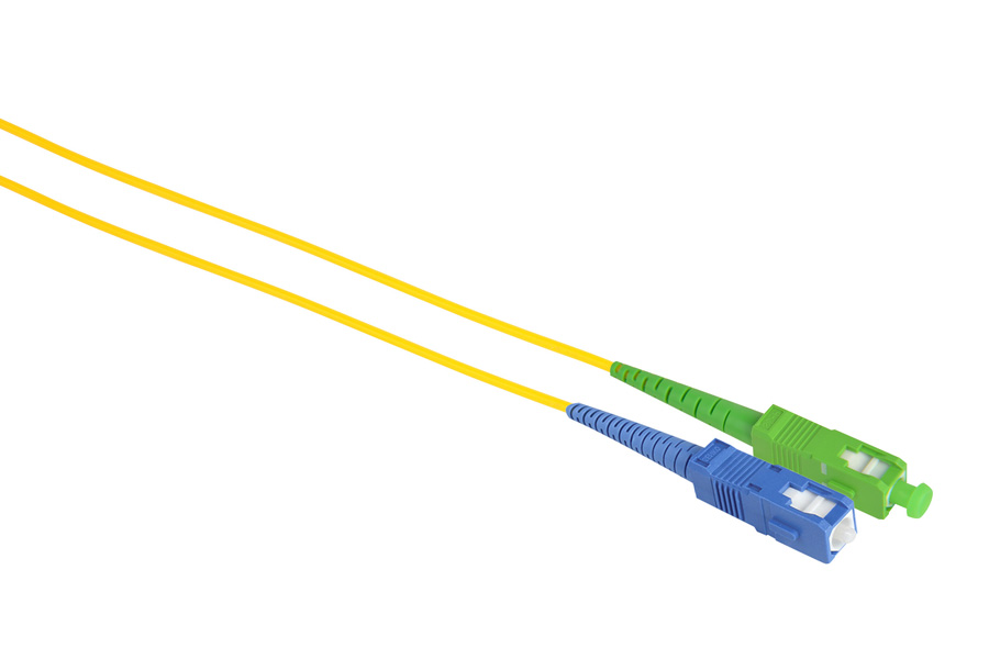 Customized Length 3.0mm SC/APC - SC/APC Singlemode Simplex Fiber Optical Patch Cable, 9/125μm, Yellow LSZH Jacket
