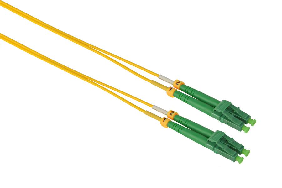 Customized Length 3.0mm LC/APC - LC/APC Singlemode Duplex Fiber Optical Patch Cable, 9/125μm, Yellow LSZH Jacket