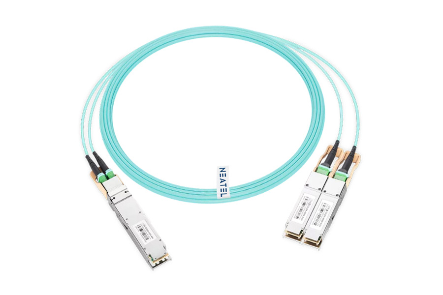 Breakout AOC 3m (10ft) 400Gb/s OSFP to 2 x 200Gb/s QSFP56 InfiniBand HDR Active Optical Splitter Cable (Finned Top, 850nm, MMF, LSZH)