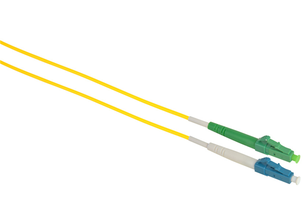 Customized Length 3.0mm LC/APC - LC/UPC Singlemode Simplex Fiber Optical Patch Cable, 9/125μm, Yellow LSZH Jacket