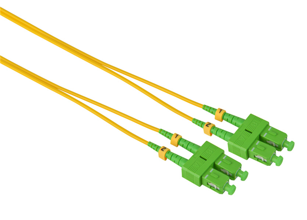 Customized Length 3.0mm SC/APC - SC/APC Singlemode Duplex Fiber Optical Patch Cable, 9/125μm, Yellow LSZH Jacket