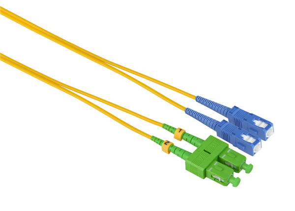 Customized Length 3.0mm SC/APC - SC/UPC Singlemode Duplex Fiber Optical Patch Cable, 9/125μm, Yellow LSZH Jacket