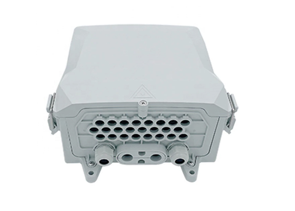 Outdoor 24 Ports Fiber Termination Box, Plastic, White, Wall Mount With Screws, Flexible Front Cable Port Panel